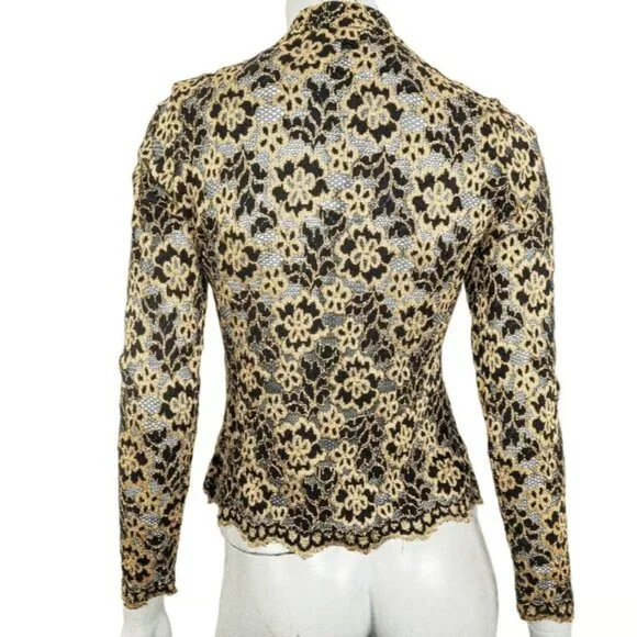 luxury Ann Ferriday vintage lace high neck button up coquette minimalist blouse - Picture 3 of 16